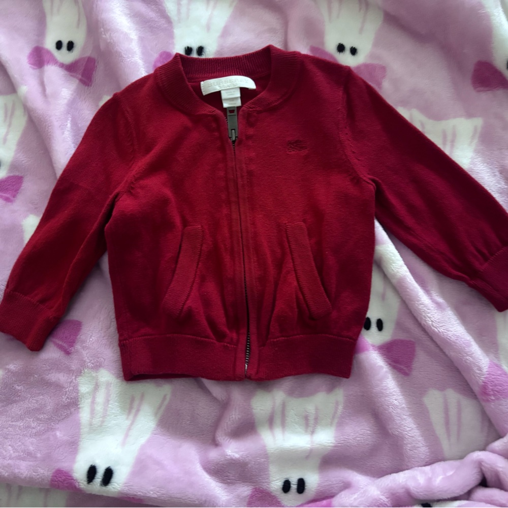Burberry Baby Girl Red Zip-Up Sweater